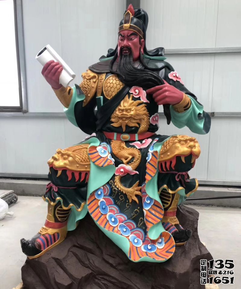 景點大型玻璃鋼彩繪看書的關(guān)公雕塑 景點大型玻璃鋼彩繪看書的關(guān)公雕塑